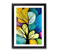 Colourful Tree Leaves No.5 Abstract Framed Print | A3 Black Framed Wall Art | Ready to Hang | Abstract Floral Picture | Living Room Bedroom Lounge Office