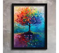 Colourful Tree of Life Picture Wall Art Prints for Living Room Poster Abstract A1 Poster on Canvas - Wall Art Home Decor Movie Poster Canvas Film Cinema Retro Vintage Cult Classic Nostargic Saga Mode