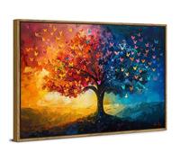 Colourful Tree of Life Wall Art for Living Room Decor Abstract Blossom Tree Painting Pictures Nature Butterfly Floral Canvas Prints Minimalist Framed Artwork for Bedroom Office Home Decoration 30x40cm