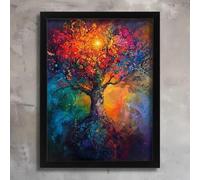 Colourful Tree of Life Wall Art Prints for Livibg Room Art Pictures Abstract Art Poster A5 - Wall Art Home Decor Movie Poster Canvas Film Cinema Retro Vintage Cult Classic Nostargic Saga Modern repri