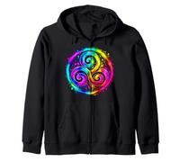 Colourful Triskele Celtic Spiral Symbol in Rainbow Colours Zip Hoodie
