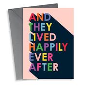 Colourful Typography Wedding Card/New Home Card - And They Lived Happily Ever After