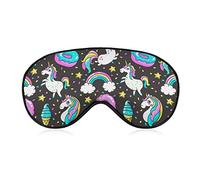Colourful Unicorn and Donuts Sleep Mask Night Cover Eye for Women Men BlockLight for Airplane Travel Nap Adjustable Strap