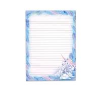 Colourful Unicorn Writing Paper Writing Pad Lined for Girls Children School Sphorse Pink Blue (1 Pad A4 with 25 Sheets)