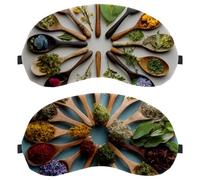 Colourful Various Herbs Spoons 2-Pack Eye Patch and Eye Masks Set, Light-Blocking, Soft, Breathable Sleep Mask Kit