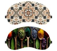 Colourful Various Herbs Spoons 2 - Piece Light-Blocking Soft Breathable Eye Masks with Eye Patches and Sleep Masks