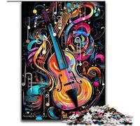 Colourful Violin Art Jigsaw Puzzles 1000 Pieces for Adults Teens, Challenging Game Toys Every Piece Is Unique - Challenging Family Fun Game (50x75cm)