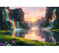 Colourful Waterfall 5000 Piece Jigsaw Puzzles for Adults, Colourful, Challenging & Brainteasing Adult puzzles 5000 Pieces Mountains, Fun jigsaws for The Whole Family 61x41 inch