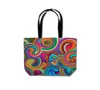 Colourful Wave Pattern Beach Shopper Tote Bag Warren Reed - Designer Red One Size
