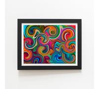 Colourful Wave Pattern Framed Art Print Warren Reed - Designer Black W16 inch x H24 inch