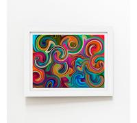 Colourful Wave Pattern Framed Art Print Warren Reed - Designer White W24 inch x H36 inch