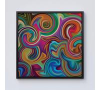 Colourful Wave Pattern Framed Canvas Warren Reed - Designer Black w10_inch_x_h10_inch