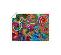 Colourful Wave Pattern Unframed Art Print Warren Reed - Designer Multi W20 inch x H30 inch