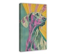 Colourful Weimar Dog Art Canvas Poster Bedroom Decor Landscape Office Room Decor Gift 12x18inch(30x45cm)