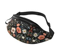 Colourful Wildflowers Crossbody Bag Beautiful Watercolor Wildflower Hands-Free Bag Garden Blooming Flowers Fanny Pack Commuters 14X35CM