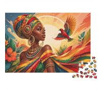 Colourful Woman and Bird 1000 Piece Jigsaw Puzzle for Adults | 38x26cm Vibrant artwork with a woman and bird offers a creative screen-free activity and a striking display after