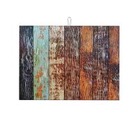 Colourful wooden bricks Dish Drying Mat Absorbent Dish Draining Mat Microfiber Kitchen Drying Pad for Countertop Decor 18x24 Inch