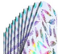Colourful Wrapping Paper with Gold Embossing Asudaro Pack of 10/4 Birthday Wrapping Paper with Feather Design Foil 50 x 70 cm Feathers Happy Colour Birthday Gift Wrap Creative Pattern Decorative Paper