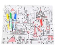 Colouring Activity Placemats For Kids Washable Easily Wipe clean FDA Approved Silicone Reusable Doodle Dinner Mat Waterproof Place Mat Keeps Children and Toddlers Entertained 40 x 30 cm