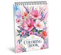Colouring Book Floral Patterns - 46 Single-Sided Pages, Spiral Bound, for Adults and Teens, Mindfulness & Stress Relief Activity for Women, Stress Relief Pages, 8 x 12 Inches