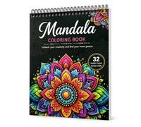 Colouring Book, Mandala Floral Patterns, Spiral Bound Adult Colouring Book | 32 Pages, Single-Sided, Lay-Flat Adult Colouring Book, Mindfulness, Stress Relief, Creative Hobby Gift, 27.94 x 21.59cm