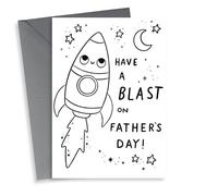 Colouring in Father’s Day Card - From Kids - Space - Have A Blast - DIY