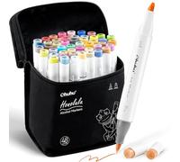 Colouring Markers, Ohuhu Brush & Chisel Double Tipped Art Markers Pens for Adults Coloring Illustrations, Alcohol-based Ink with 1 Blender + 1 Marker Case, Honolulu Series of Ohuhu Markers