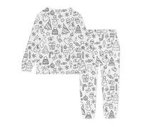 Colouring Me Pajamas Kids Girls Ballerina Print Children PJs 2 Piece Cotton Set Lounge Suit Nightwear Sleepwear Top Bottom Pyjamas Loungewear Dress Up Outfit Set Gifts for Children Girls 2-13 Years