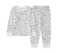 Colouring Pajamas for Children Diy Hand Painted Pjs Girls Boys Nightwear Cotton Toddler Clothes Kids Sleepwear Children Girls & Boys Autumn PJs Set Outfit Christmas Stockings Xmas Gift 2-14 Years