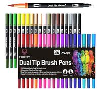 Colouring Pens, 36 Colours Felt Tip Pens Set Dual Brush Pen Art Markers for Kids Adults Colouring, Fineliner and Brush Tips for Drawing Sketching Painting Lettering Calligraphy Bullet Journal
