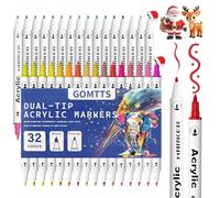 Colouring Pens, christmas gifts, Acrylic Paint Pens 32 Markers for adult colouring books Multi-Surface, Rock Painting, Canvas, Wood, Fabric, Glass, DIY Crafts & Art Supplies