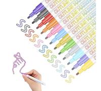Colouring Pens Glitter Outline Markers Pens, Metallic Marker Pens, Metallic Colouring Markers for Gift Card Writing, Birthday Greeting, Scrap Booking, Painting, DIY Art Crafts colouring oens