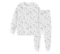 Colouring Pyjamas for Children Diy Hand Painted Pajama Set Cartoon Print Sleepwear Suit Pjs with Long Sleeves Trousers Colour Children's Graffiti Pajamas Loose Creative Homewear Set For Kids Age 2t-9t