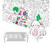 Colouring Tablecloths for Kids Easter,137*274cm Easter Coloring Table Cloth,Poster Table Cover for Kids,Paper Tablecloth Party Decoration,DIY Bunny Themed Tablecloths,Happy Easter Day Party Supplies
