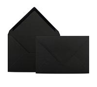 COLOURS-4-YOU Envelopes, DIN C6, Black, 11.4 x 16.2 cm, 80 g/m² Envelopes with Wet Glue, Pointed Flap, without Window, Pack of 50