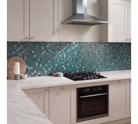 Colours Bressia Blue & Green Gloss Glass Mosaic Tile, (L)306mm (W)306mm