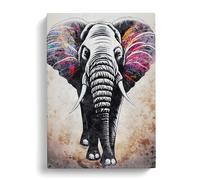 Colours Of An Elephant Canvas Print | Gallery Wrapped 30mm Frame Wall Art | 30x20 inches | Ready to Hang | Modern Animals Picture | Living Room Bedroom Lounge Office