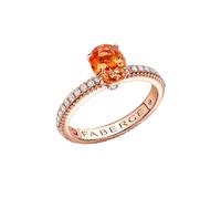 Colours of Love 18ct Rose Gold Spessartite Fluted Ring with Diamond Shoulders - Ring Size I