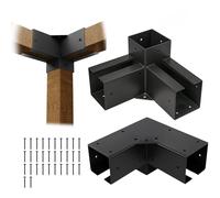 ColourTree Pergola Brackets for 4 x 4 Wood Post, 3-Way Corner Brackets, Powder Coated Steel, Pergola Kit for Gazebo, Patio Pergolas, Gardens - 2 PCS