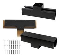 ColourTree Pergola Brackets for 4 x 4 Wood Post, T-Shape 3-Way Corner Brackets, Powder Coated Steel, DIY Pergola Kit for Gazebo, Patio Pergolas, Gardens - 2 PCS