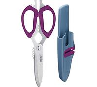 Colourworks 10 in 1 Multifunction Kitchen Scissors with Built-In Edgekeeper Scissor Sharpeners, Bottle Openers, Zester and More, Stainless Steel, Plum, 23 cm