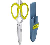 Colourworks 10 in 1 Multifunction Kitchen Scissors with Built-In Edgekeeper Scissor Sharpeners, Bottle Openers, Zester and More, Stainless Steel, Apple, 23 cm