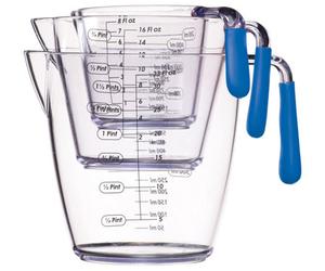 Colourworks 3 Piece Blue Acrylic Measuring Jug Set