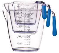 Colourworks 3 Piece Blue Acrylic Measuring Jug Set in Clear Colourworks Clear