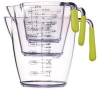 Colourworks 3 Piece Green Acrylic Measuring Jug Set in Clear Colourworks Clear
