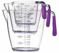 Colourworks 3 Piece Purple Acrylic Measuring Jug Soft Grip Comfortable Handle