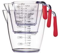 Colourworks 3 Piece Red Acrylic Measuring Jug Set