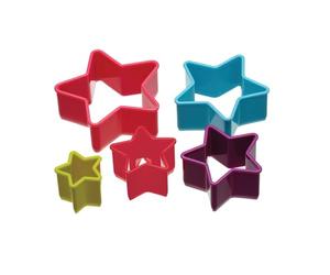 Colourworks CWCUTSTAR KitchenCraft Set of 5 Plastic Star Shaped Cookie Cutters