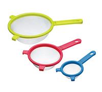 Colourworks CWSTRAINSET KitchenCraft Stainless Steel Fine Mesh Sieve Set, 18 cm. 12.5 cm, 8 cm