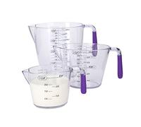 Colourworks Measuring Jug Set, 3-Piece Plastic Measuring Jug with 200, 400 and 900ml Jugs, Purple